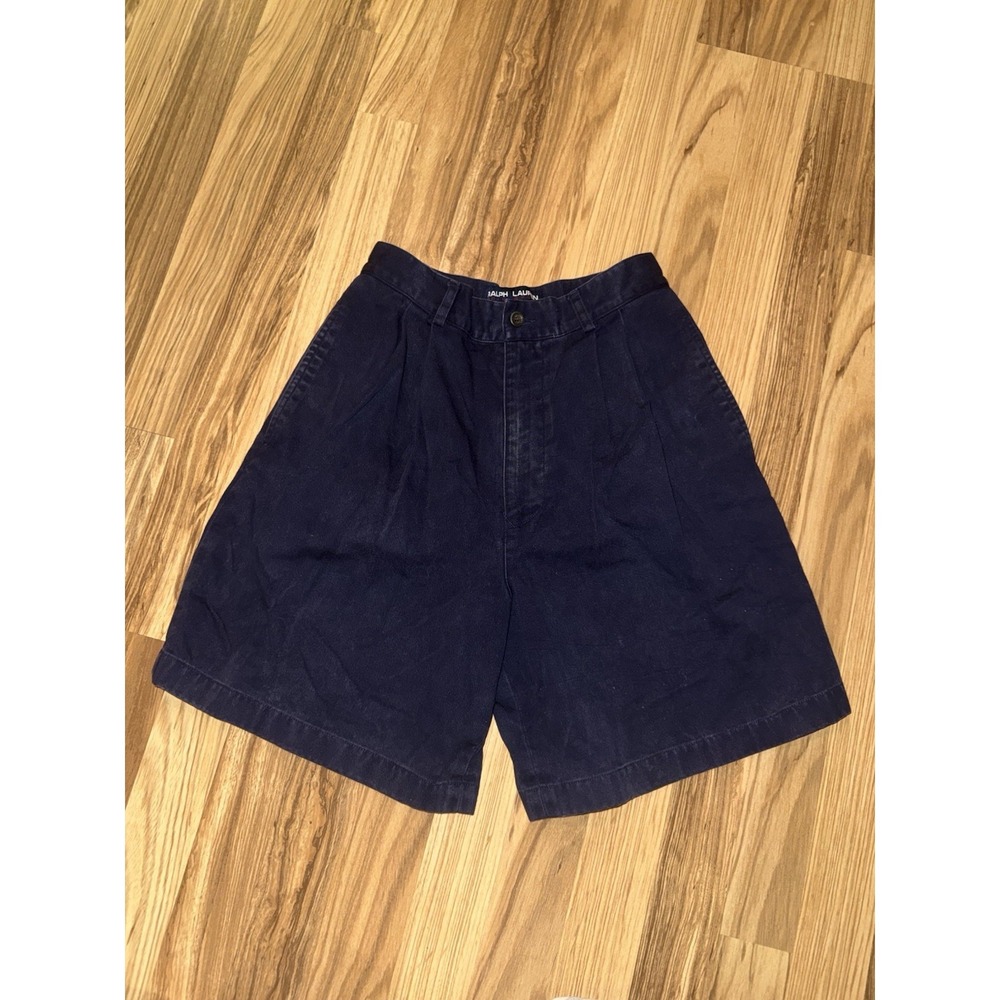 VTG Ralph Lauren Polo Sport Shorts Women's Sz 4 High Waisted Twill Navy Blue